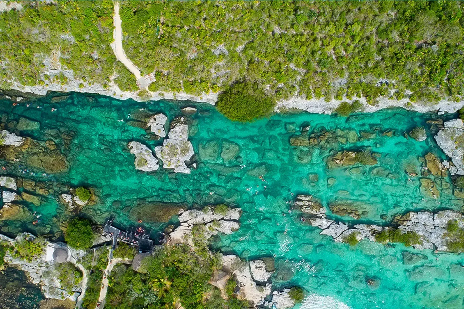 Laguna Yal-Kú con aguas cristalinas y peces tropicales de colores