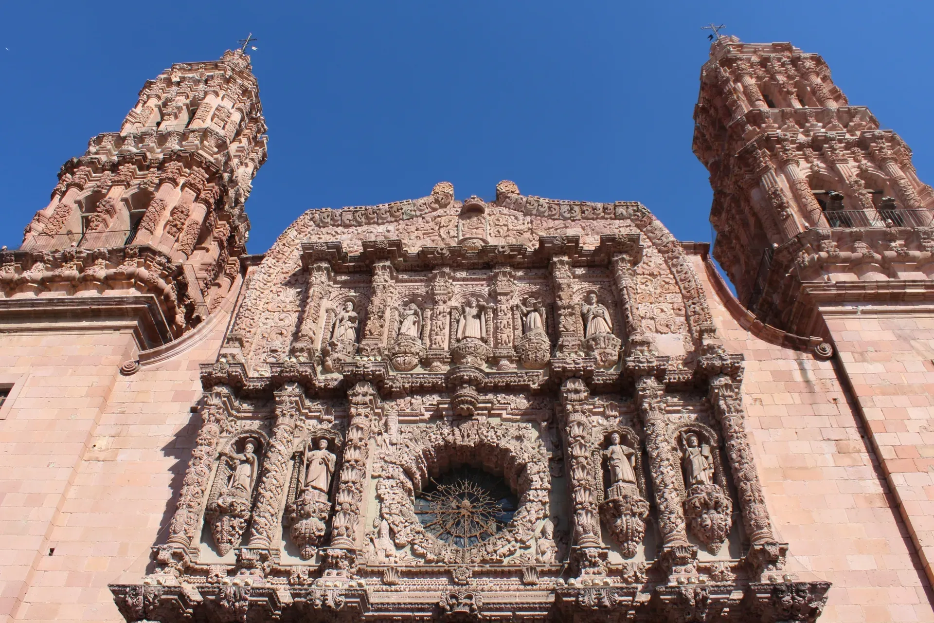 Fachada churrigueresca de la Catedral Basílica de Zacatecas